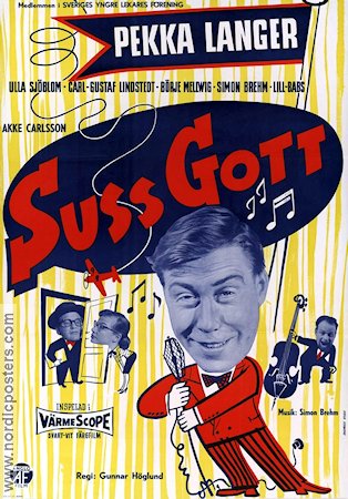 Suss gott 1956 movie poster Pekka Langer Ulla Sjöblom Börje Mellvig Carl-Gustaf Lindstedt Lill-Babs Svensson Gunnar Höglund