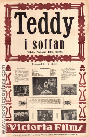 Teddy in Schlafsopha 1915 movie poster Victor Arnold Aud Nissen Paul Heideman Björn Björnson
