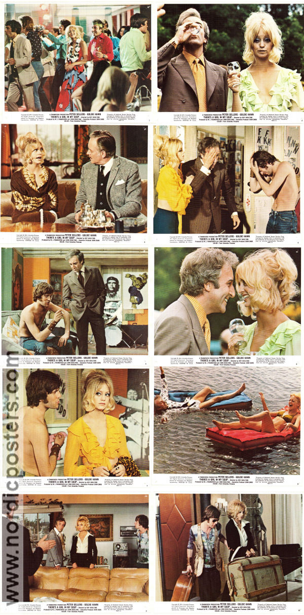 There´s a Girl in my Soup 1970 lobby card set Goldie Hawn Peter Sellers Tony Britton Roy Boulting