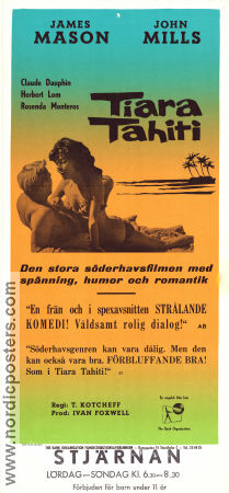 Tiara Tahiti 1962 movie poster James Mason John Mills Claude Dauphin Ted Kotcheff Beach