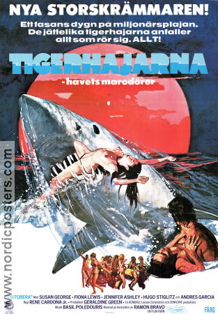 Tintorera Killer Shark 1977 movie poster Susan George Hugo Stiglitz René Cardona Jr Fish and shark