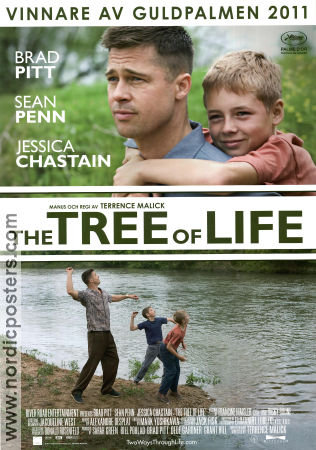The Tree of Life 2011 movie poster Brad Pitt Sean Penn Jessica Chastain Terrence Malick Kids