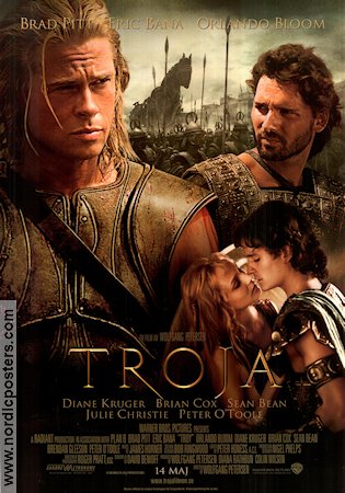 Troy 2004 movie poster Brad Pitt Eric Bana Orlando Bloom Wolfgang Petersen Sword and sandal