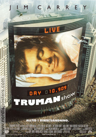 The Truman Show 1998 movie poster Jim Carrey Ed Harris Laura Linney Peter Weir