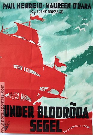The Spanish Main 1946 movie poster Paul Henreid Maureen O´Hara Ships and navy