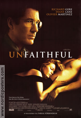 Unfaithful 2002 movie poster Richard Gere Diane Lane Olivier Martinez Adrian Lyne