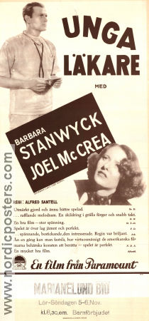 Internes Can´t Take Money 1937 movie poster Barbara Stanwyck Joel McCrea Alfred Santell Find more: Dr Kildare