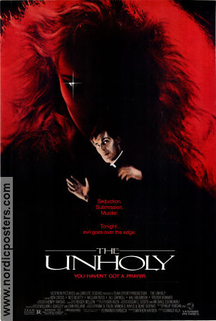 The Unholy 1988 movie poster Ben Cross Hal Holbrook Ruben Rabasa Ned Beatty Camilo Vila