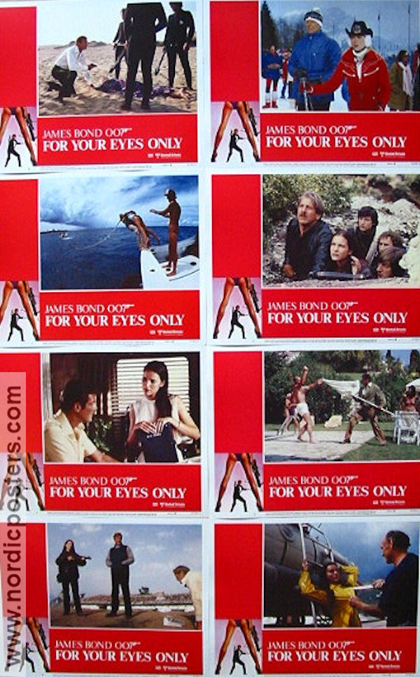 For Your Eyes Only 1981 lobby card set Roger Moore Carole Bouquet Topol John Glen