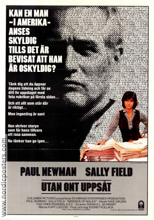 Absence of Malice 1981 poster Paul Newman Sydney Pollack