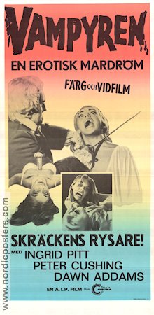 The Vampire Lovers 1970 movie poster Ingrid Pitt Peter Cushing Roy Ward Baker Production: Hammer Films