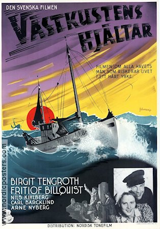 Västkustens hjältar 1940 movie poster Birgit Tengroth Fritiof Billquist