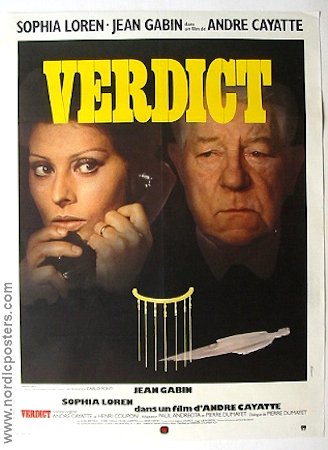 Verdict 1974 movie poster Jean Gabin Sophia Loren Julien Bertheau André Cayatte