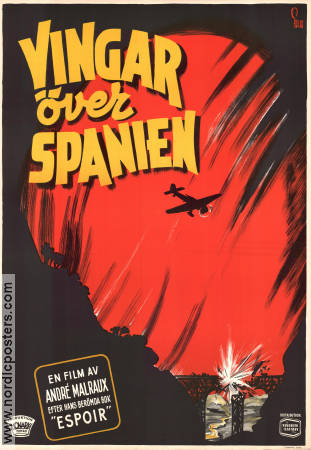 L´espoir 1945 movie poster Andrés Mejuto André Malraux Planes War