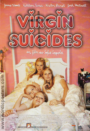 The Virgin Suicides 1999 movie poster Kirsten Dunst Josh Hartnett James Woods Kathleen Turner Scott Glenn Sofia Coppola