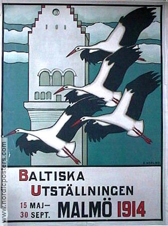 Baltiska utställningen Malmö 1914 poster Birds Find more: Skåne
