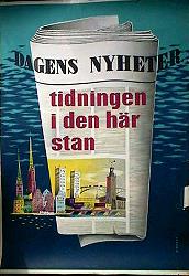 Dagens Nyheter tidningen i den här stan 1953 poster Newspapers