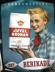 Juvelkronan äkta kärnvetemjöl Konsumbutiker 1949 poster Food and drink