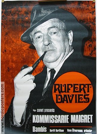 Kommissarie Maigret 1968 poster Rupert Davies From TV Smoking Police and thieves From TV