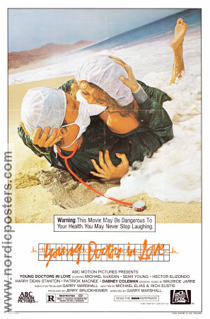 Young Doctors in Love 1982 movie poster Michael McKean Sean Young Garry Marshall Medicine and hospital Beach Romance