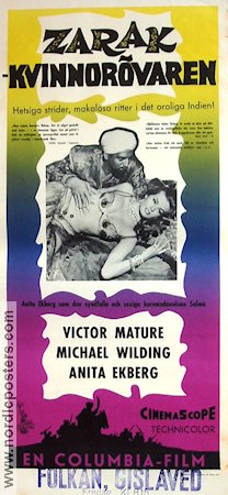 Zarak kvinnorövaren 1957 movie poster Anita Ekberg Victor Mature Sword and sandal