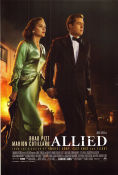 Allied 2016 movie poster Brad Pitt Marion Cotillard Jared Harris Robert Zemeckis