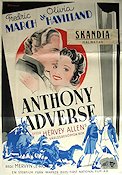 Anthony Adverse 1936 movie poster Fredric March Olivia de Havilland Donald Woods Mervyn LeRoy Eric Rohman art