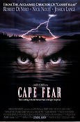 Cape Fear 1991 movie poster Robert De Niro Nick Nolte Jessica Lange Martin Scorsese