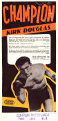 Champion 1949 movie poster Kirk Douglas Arthur Kennedy Marilyn Maxwell Mark Robson Boxing Film Noir