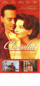 Chocolat 2001 movie poster Juliette Binoche Alfred Molina Lena Olin Johnny Depp Lasse Hallström Food and drink