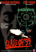 Class of 1999 1989 movie poster Malcolm McDowell Stacy Keach Bradley Gregg Gangs School