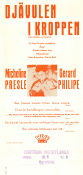 Le diable au corps 1947 movie poster Micheline Presle Gérard Philipe Denise Grey Claude Autant-Lara