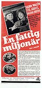 En fattig miljonär 1941 movie poster Sigurd Wallén Dagmar Ebbesen