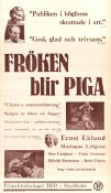 Fröken blir piga 1936 poster Ernst Eklund Ivar Johansson