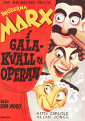 A Night at the Opera 1935 movie poster The Marx Brothers Bröderna Marx Groucho Marx Chico Marx Harpo Marx Sam Wood Musicals Poster artwork: Walter Bjorne Smoking