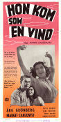 Hon kom som en vind 1952 movie poster Åke Grönberg Margit Carlqvist Britta Brunius Hampe Faustman