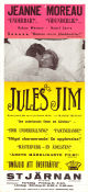 Jules et Jim 1962 movie poster Jeanne Moreau Oskar Werner Henri Serre Francois Truffaut Romance Artistic posters
