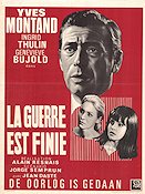 La guerre est finie 1966 movie poster Yves Montand Ingrid Thulin Alain Resnais
