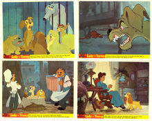 Lady and the Tramp 1955 lobby card set Barbara Luddy Clyde Geronimi Animation Food and drink
