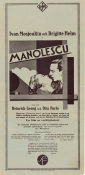 Manolescu 1929 movie poster Ivan Mozzhukhin Brigitte Helm Heinrich George Viktor Tourjansky Production: UFA