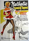 Nathalie som hemlig agent 1960 movie poster Martine Carol Poster artwork: Walter Bjorne Agents Ladies