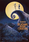 The Nightmare Before Christmas 1993 movie poster Henry Selick Music: Danny Elfman Writer: Tim Burton Musicals Animation Holiday