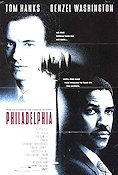 Philadelphia 1993 movie poster Tom Hanks Denzel Washington Antonio Banderas Jonathan Demme