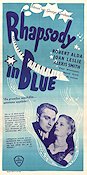 Rhapsody in Blue 1945 movie poster Robert Alda Joan Leslie Alexis Smith Irving Rapper Music: George Gershwin