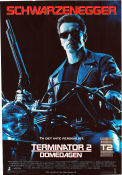 Terminator 2: Judgment Day 1991 movie poster Arnold Schwarzenegger Linda Hamilton Edward Furlong Robert Patrick Earl Boen James Cameron Motorcycles Guns weapons