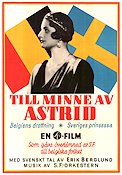 Till minne av Astrid 1937 movie poster Drottning Astrid Erik Berglund Country: Belgium Documentaries