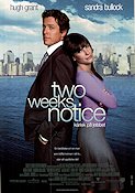 Two Weeks Notice 2002 movie poster Hugh Grant Sandra Bullock Alicia Witt Marc Lawrence