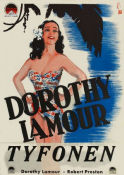 Typhoon 1940 movie poster Dorothy Lamour Robert Preston Lynne Overman Louis King Beach