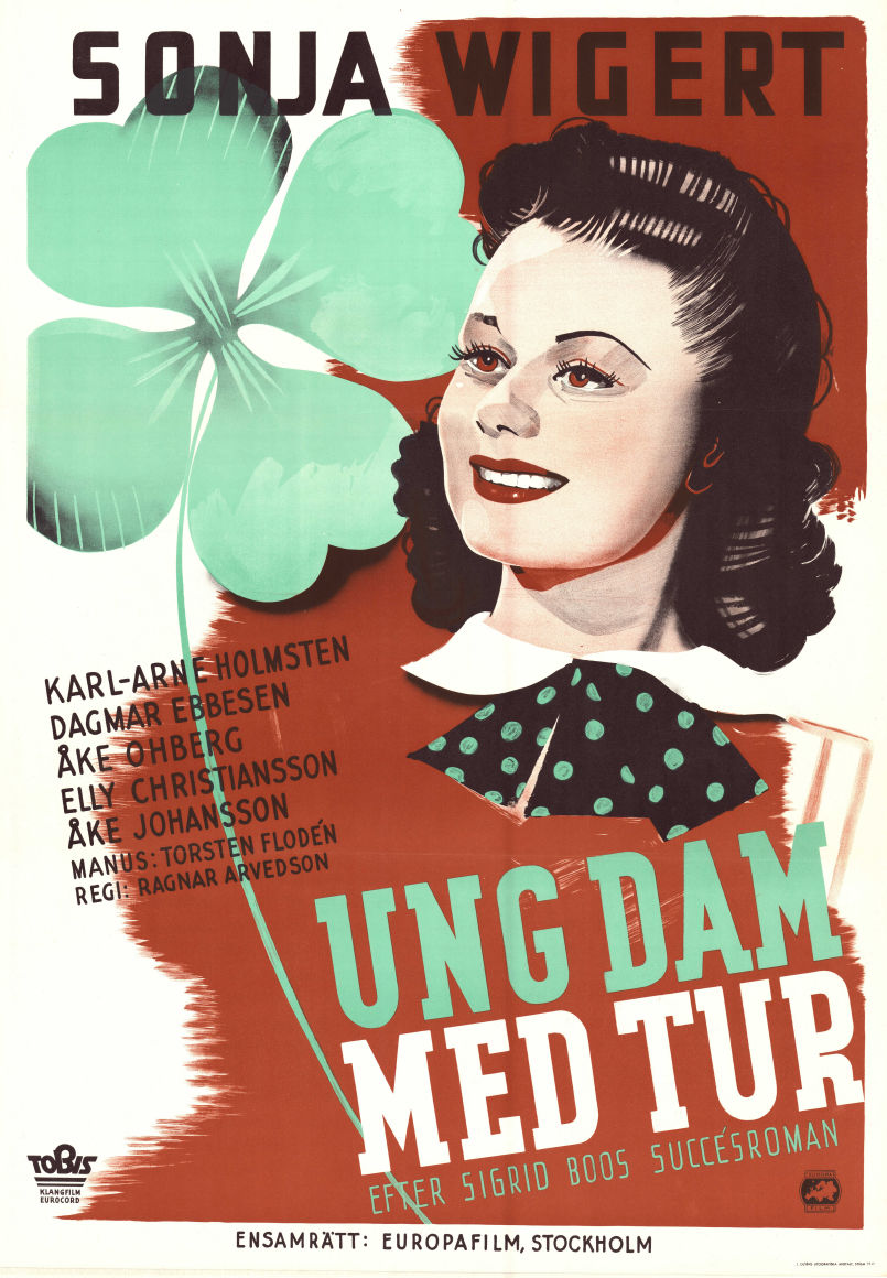 Ung dam med tur 1941 movie poster Sonja Wigert Karl-Arne Holmsten Ragnar Arvedson Eric Rohman art Find more: Large poster