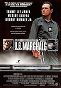 U.S. Marshals 1998 movie poster Tommy Lee Jones Wesley Snipes Robert Downey Jr Stuart Baird Trains Police and thieves